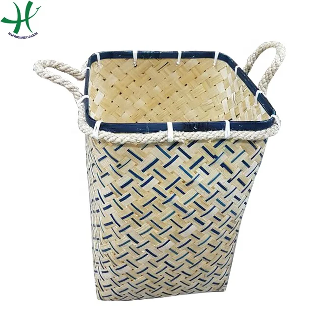 Плетеная прямоугольная бамбуковая корзина для белья