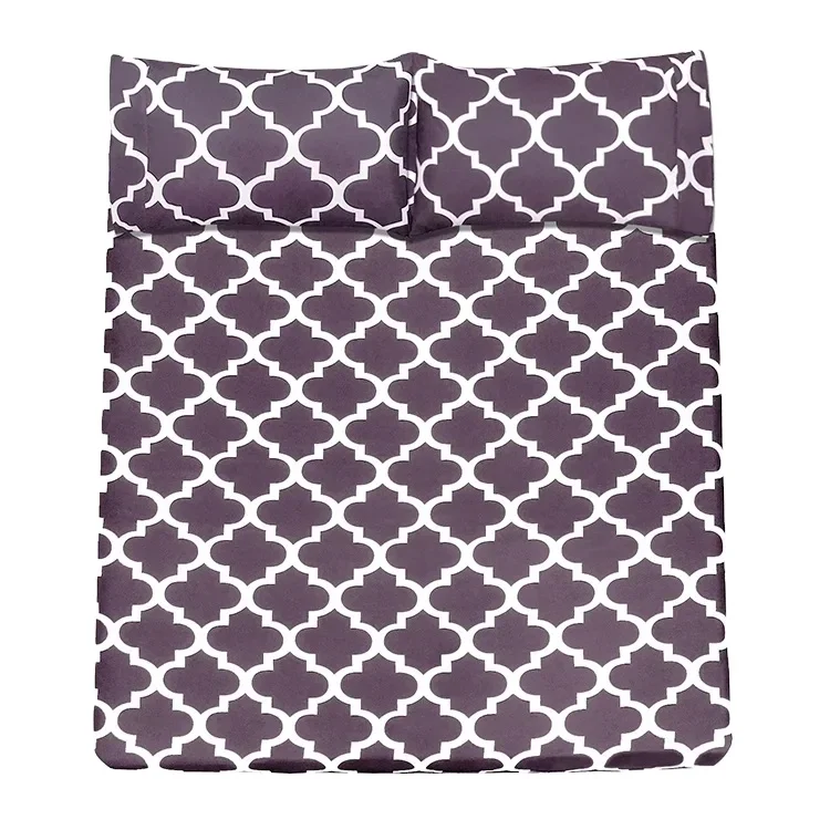 Wholesale Full fitted Elastic Printed Super Soft King Cotton Bedding set Double Bed Sheet with 2 Pillow Covers Bed Sheet set