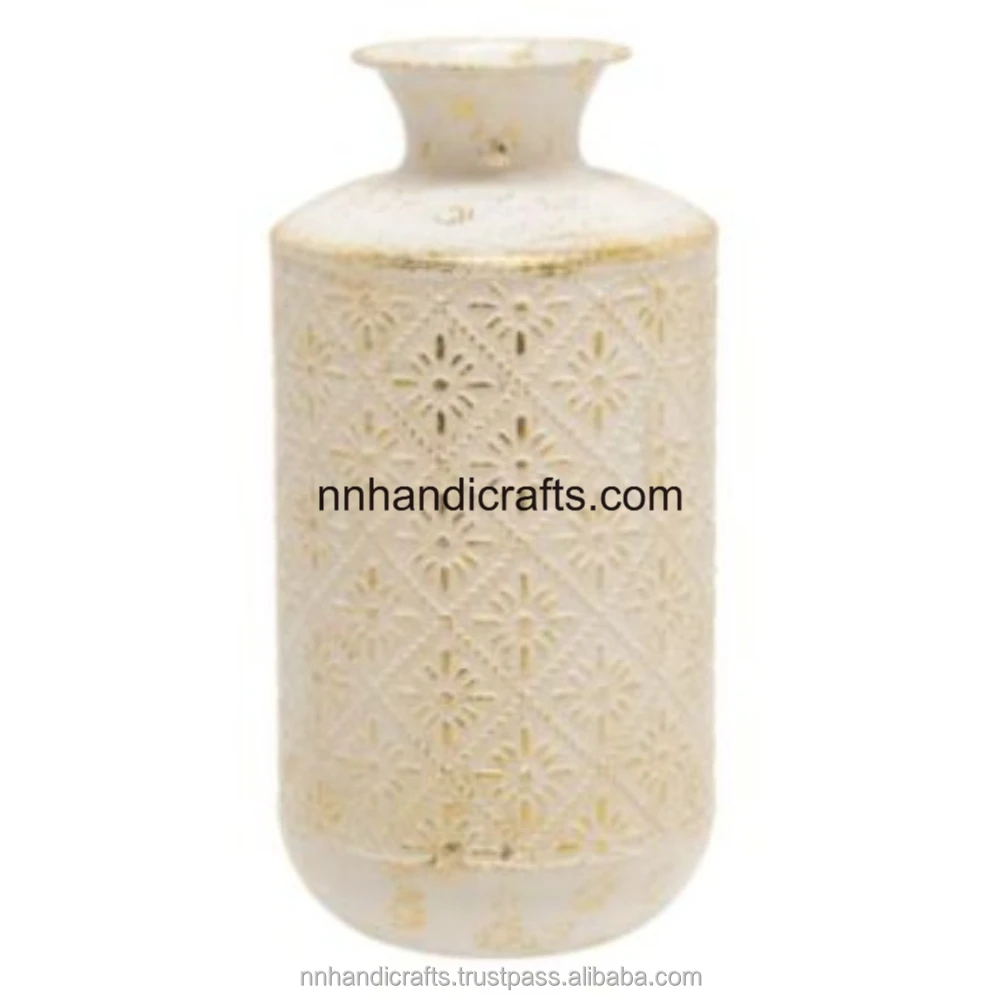 Home Hotel Restaurant Kitchen Galvanized Steel White Powder Coated Antique Vintage Luxury URNs & Jars Table Vase Floor Vases Vas