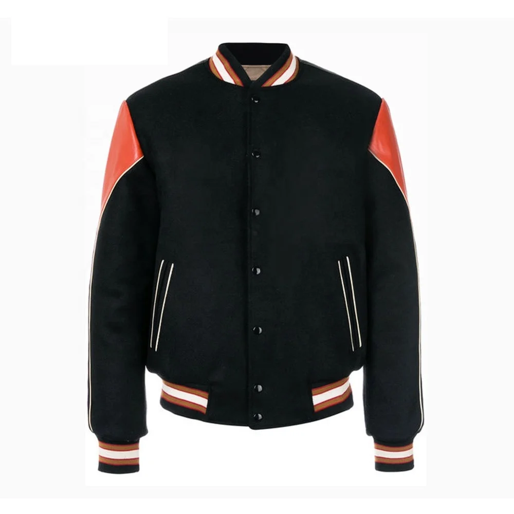 OEM Embroidery Patches Custom Men Letterman jacket Leather Sleeves Street Plus Size Coat varsity Jacket