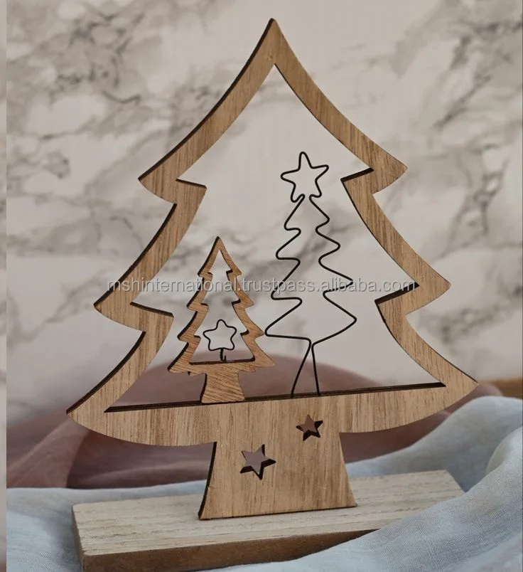 decorate your christmas table  Ornaments Round Wood Slices Wood Snowflake Angel Star Shape Christmas Tree