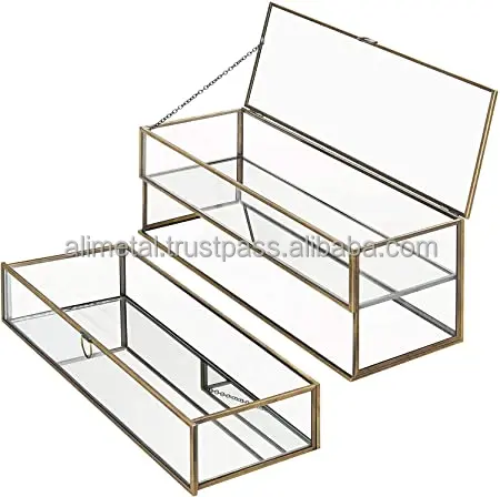 High Quality Customisable Metal and Glass Jewellery Gift Box Glass Mirrored Shadow Display for Decoration