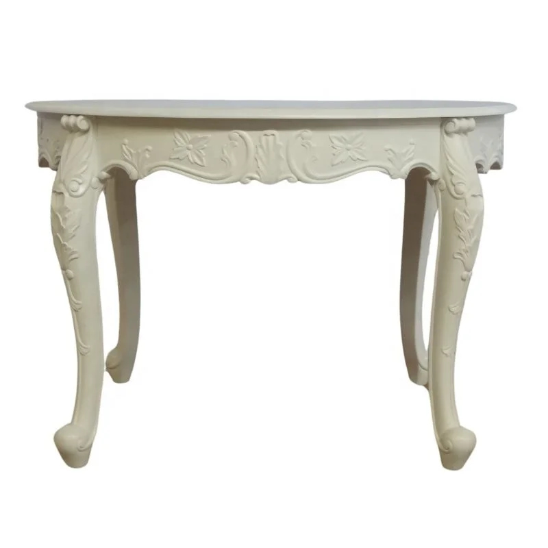 French Style Dining Set Wooden Round Dining Table With Four Chairs Designed for White Painted European Home Restaurant Furniture