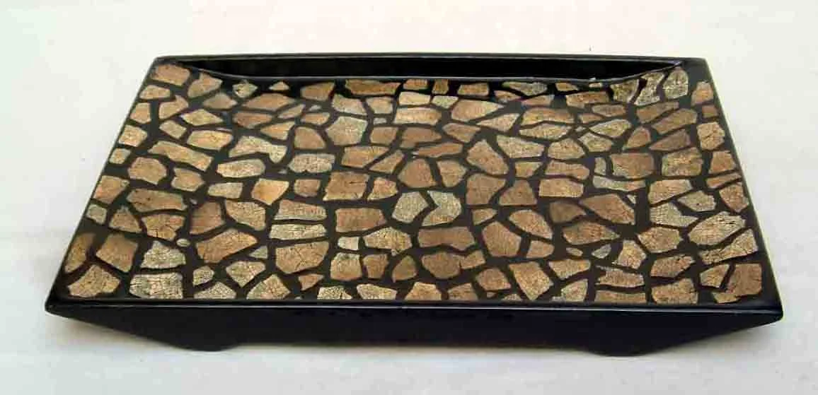 Rectangular egg-cell lacquer tray, handmade tray from Vietnam, for home-decor, tableware, kitchenware.