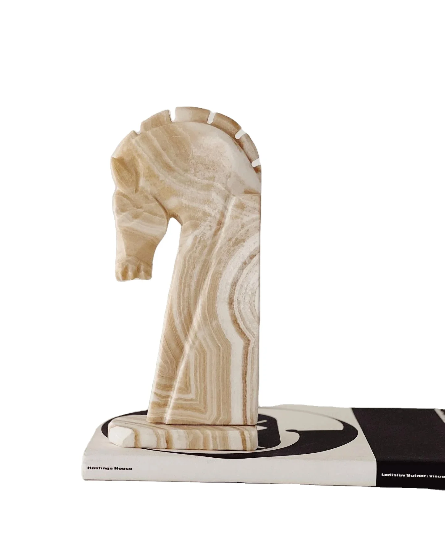 Onyx Horse Bookends, Vintage Onyx Horse Head Bookends, Vintage Onyx Horse Head Stone Bookend Single Marble