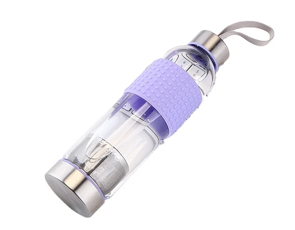 
Hot selling glass tea bottle glass water bottle with tea infuser with logo for promotional gift 