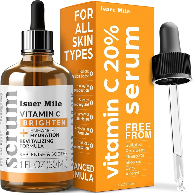 Anti-Aging Vit E Wrinkle Repairs Dark Circles Fades Age Spots and Sun Damage Enhanced 20% Vitamin C Serum