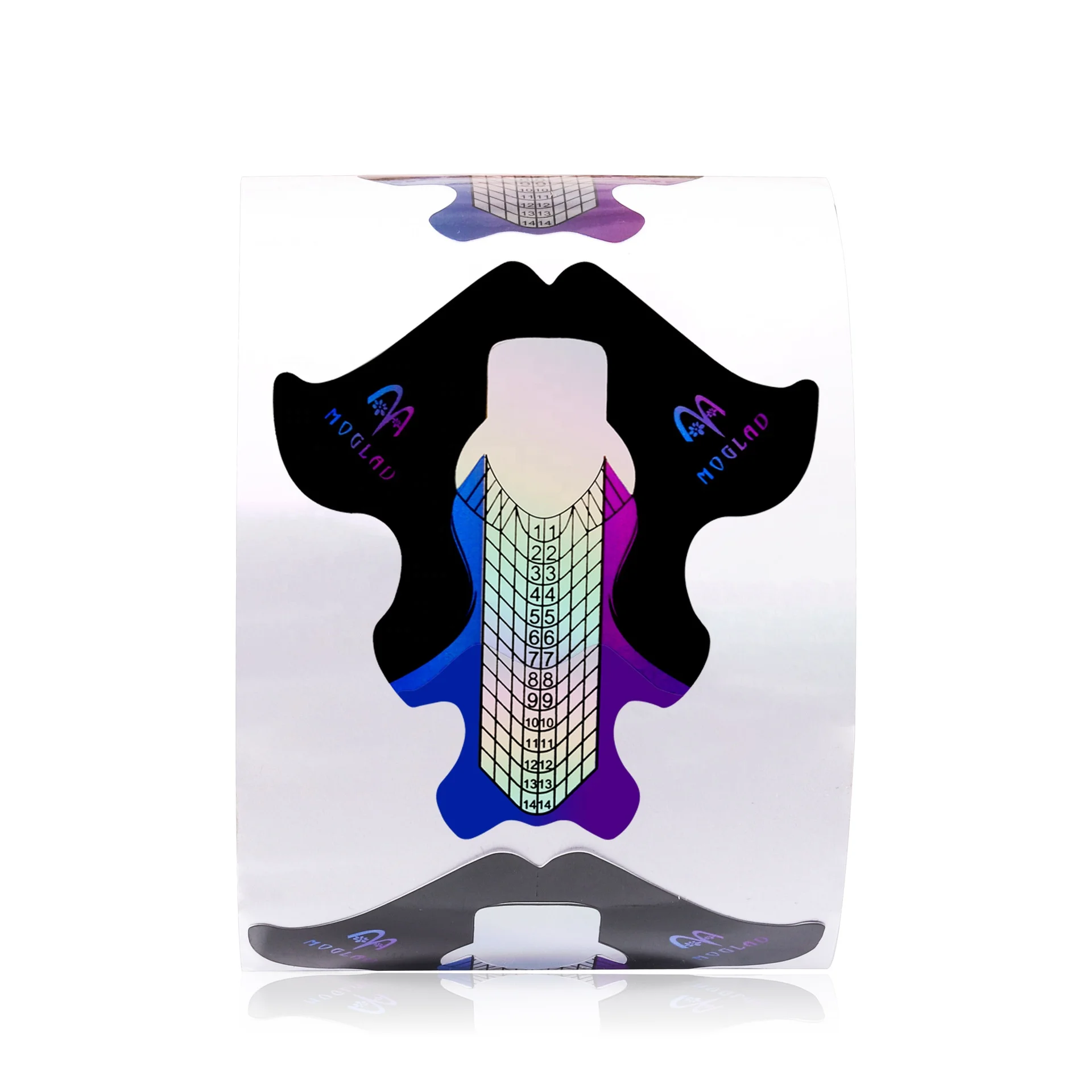 Custom Logo Nail Forms Manicure Tool 300 pcs/roll French Gel Nails Extension Form Professional Paper Nail Form with aluminium