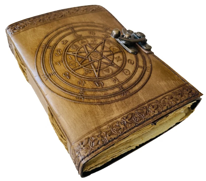 Book Of Wiccan Hard Cover Note Book Magic Pentagram Leather Journal Diary Notebook New Spell Of black Customized Handmade