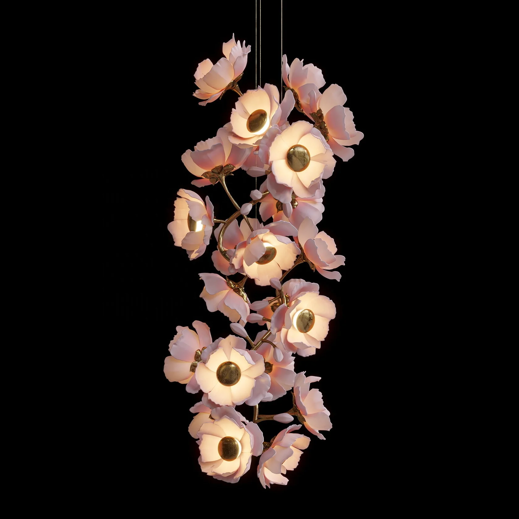 Zhongshan Booming Floral Art Deco Chandelier Ceramic branches flowers Chandelier Light for Wedding Villa Shops Stores