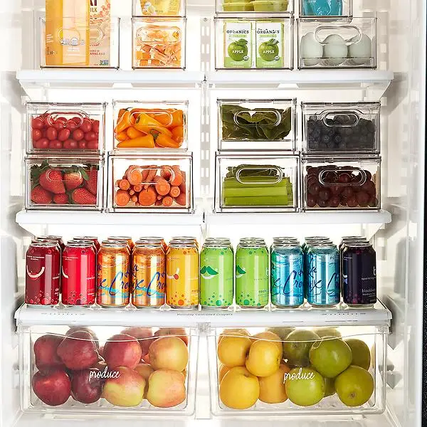 Small Transparent Modern Design Deep Storage Organizer Container Bin Household Food Organization Clear Plastic Fridge Stackable