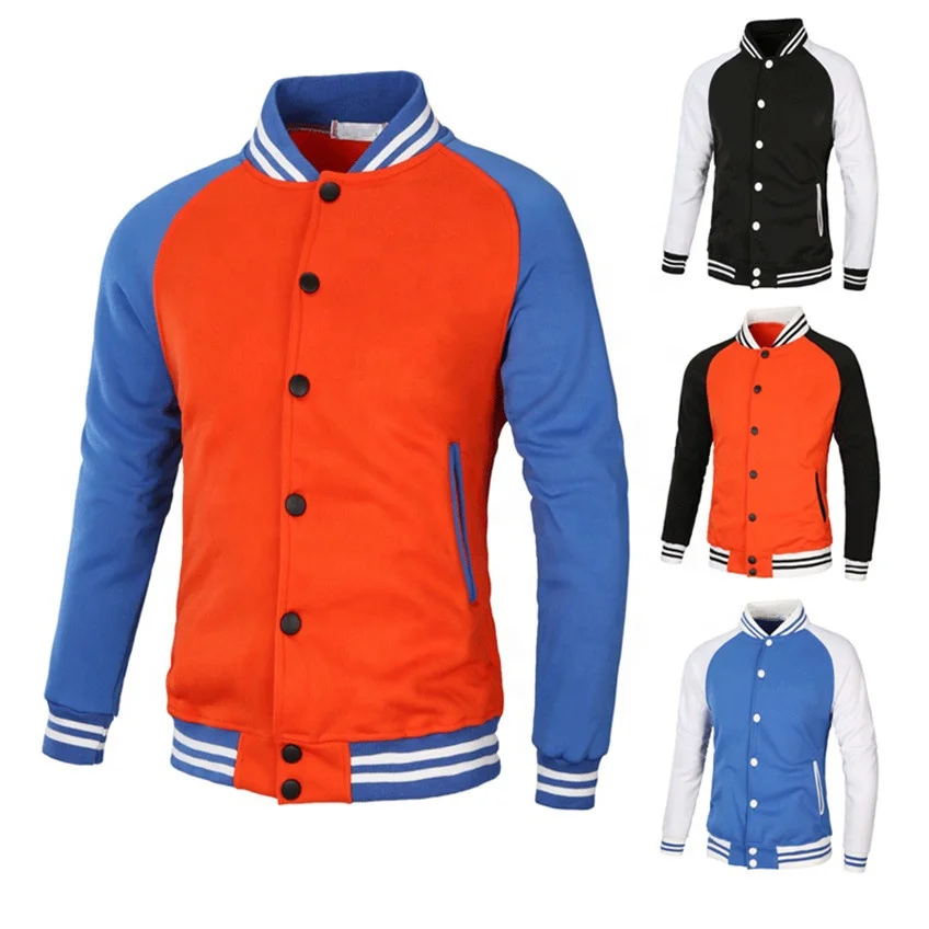 fleece men jacket leather sleeve inside linen men letterman jacket stand collar men hot selling 2021 amazing style stripped jack