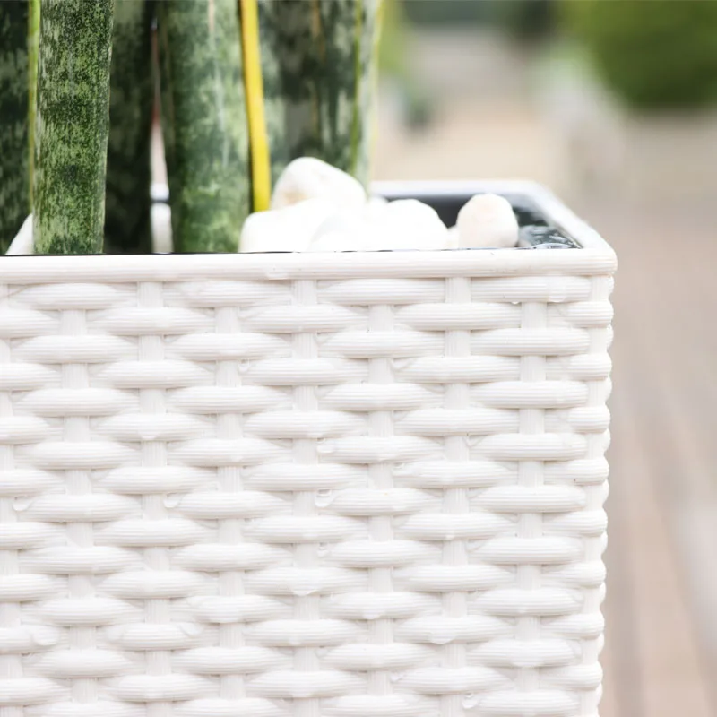 Hot Sale High Quality Modern Rattan Plastic Flower Pot Self-Watering Planter Decoration for Garden Balcony Home Outdoor Indoor