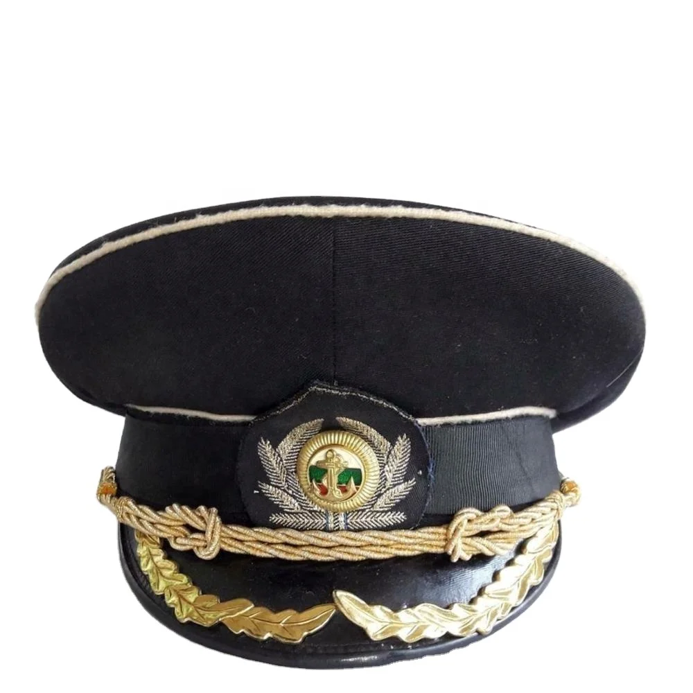 Bulgaria Bulgarian Military Navy Marine Parade Uniform Visor Hat Peaked Vintage Soviet Russia USSR Military Visor  Ha