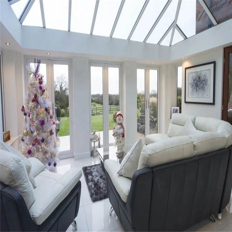 High Quality Orangery Design Thermally Efficient Prefab Glass Conservatory Sunroom With Polycarbonate Roof