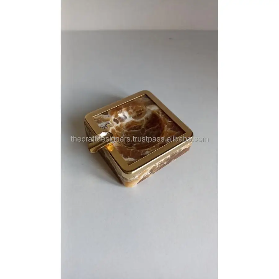 Brass Ashtray Tableware Showpiece Modern Style Cigar Cigarette Ashes Container Airproof Ashtrays In Smoking Accessories