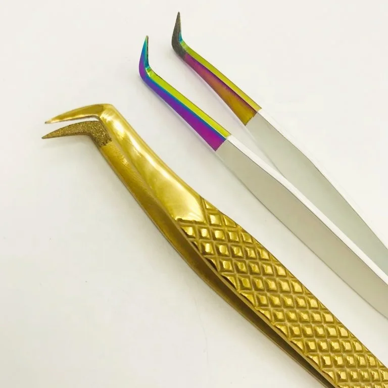 Lash Tweezers Diamond Dust Tips Tweezers Sustainable Custom Tweezer For Eyelash Extension Private Label Custom Packing