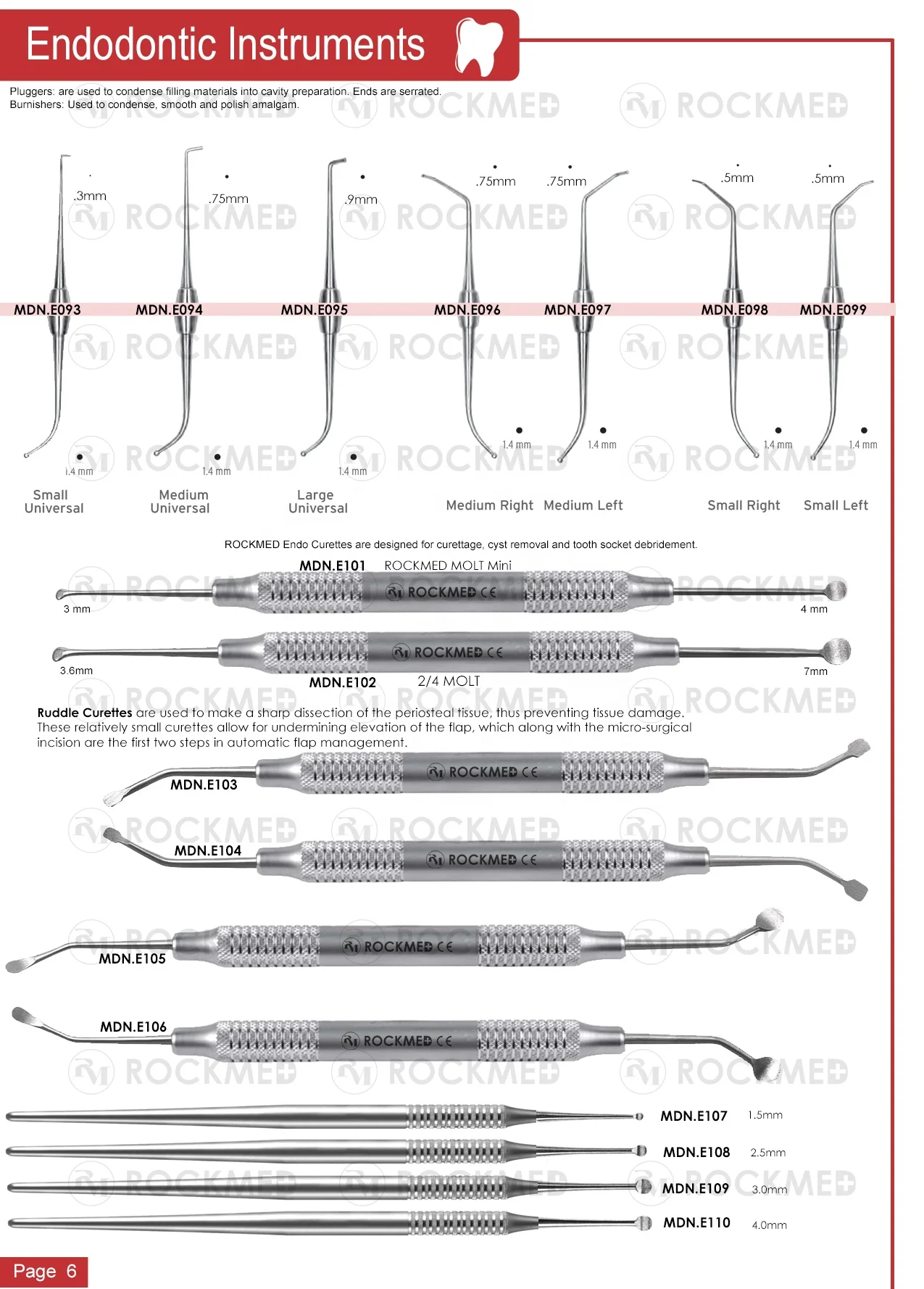 Hand Pluggers and Condensors NiTI / Stainless Steel Flexible German Steel Quality 3 years warranty ROCKMED Industries