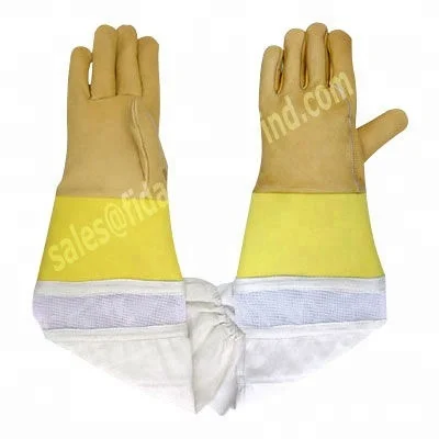 2024 Hot Selling Wholesale Beekeeper Gloves Top Quality Buffalo Leather Bee Protective Safety Glove Leather gloves from Pakistan