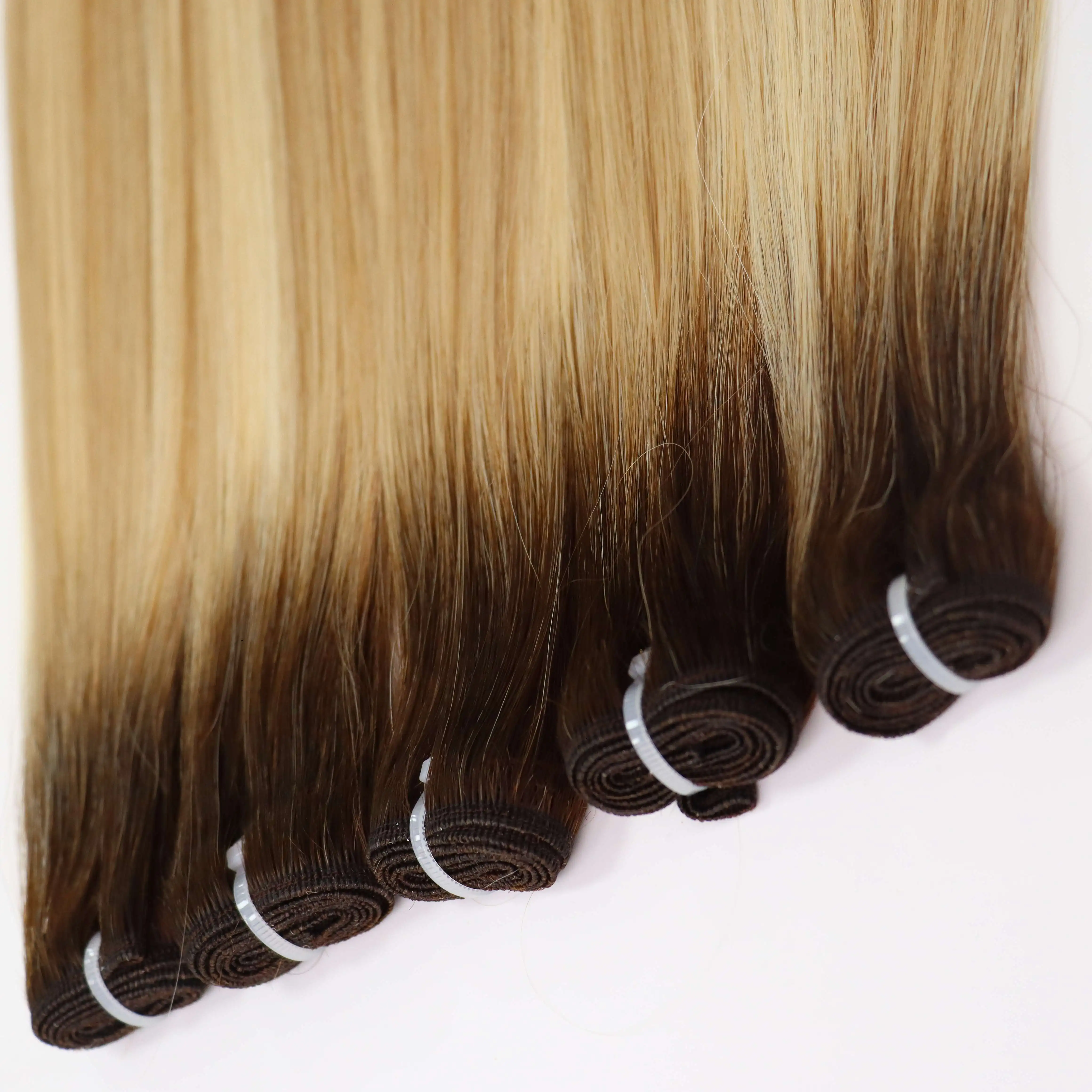 Wholesale Factory Ombre Ash Brown Balayage Russian Remy Track Hair Weft Hair Extensions Cuticle Aligned Hair