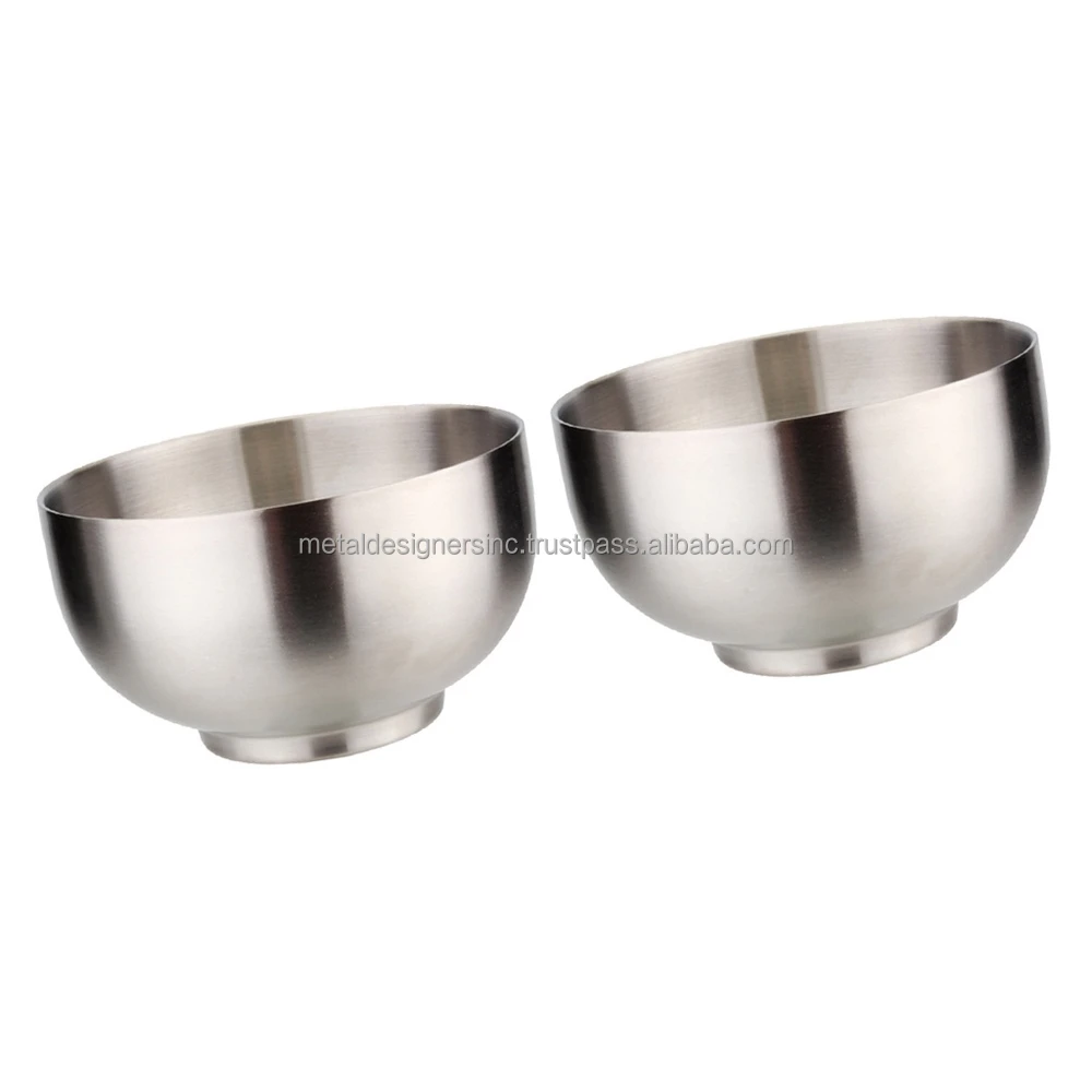 Stainless Steel Bowl Set With Insulated Double Walls For Metal Snacks tableware set