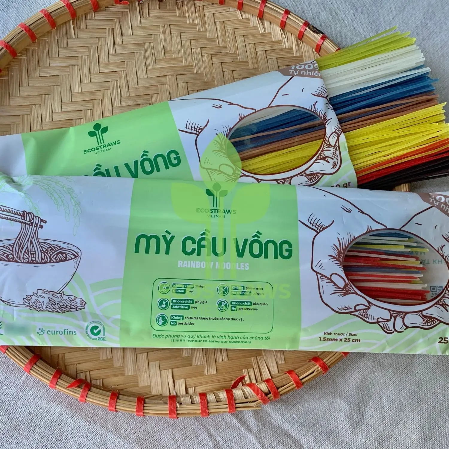 Rainbow Delight Rice Noodles Bright and Nutritious Made from Organic Ingredients Versatile for Stir-Fries, Soups, and Salads