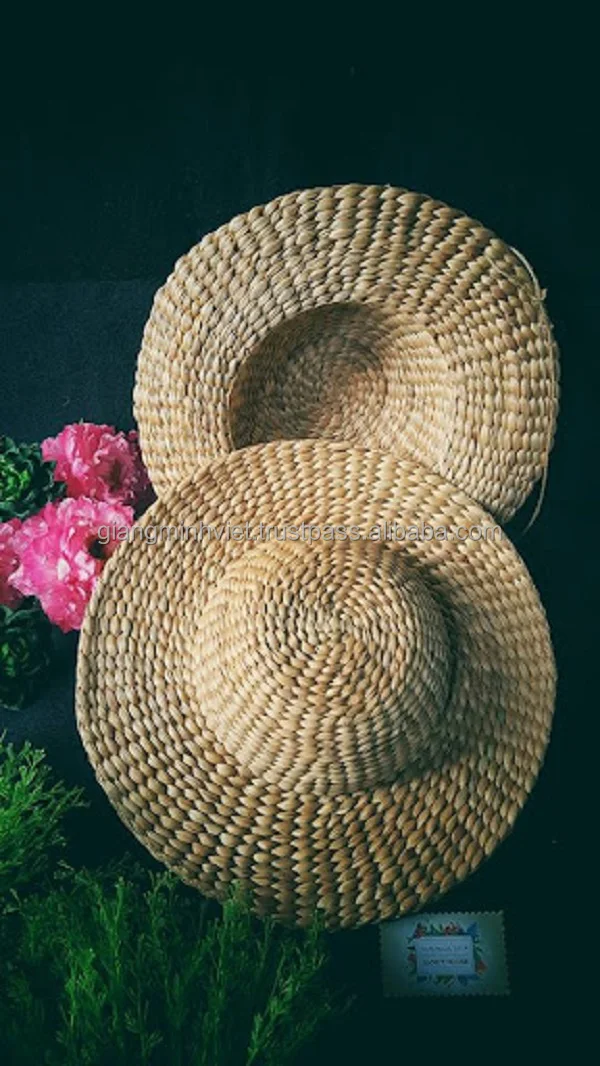 Trendy Vintage Handwoven wide Brim Seagrass Straw Water Hyacinth Beach Hats for Women Gifts from Vietnamese Manufacturer