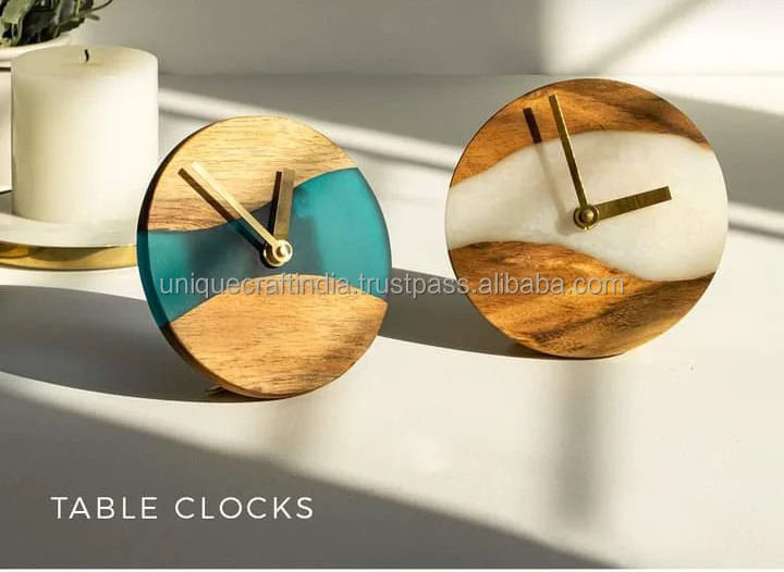 Table Clocks Antique desk clock For Office &  Livingroom High Quality Natural Wooden and Resin Wall Clocks At Reasonable Price