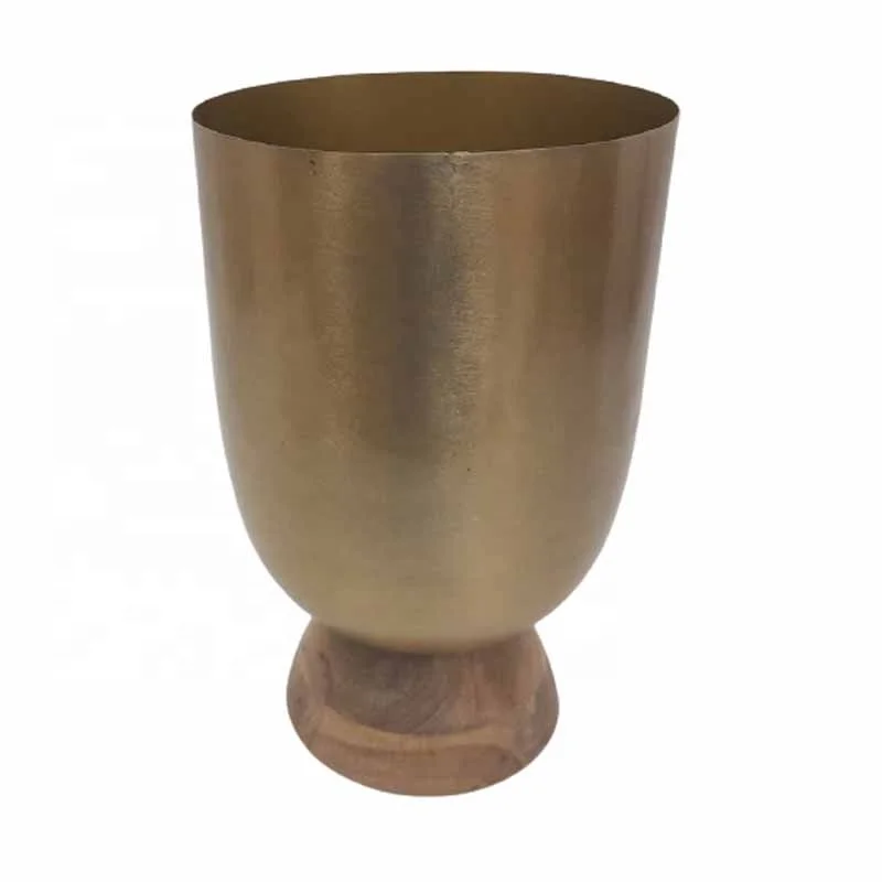Wholesale Bulk Fancy Design Modern High Quality Metal And Wooden Flower Vase For Home Decor Table Top Wall Floor Decorative