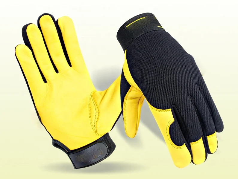 Goat Grain Leather Work Assembly Gloves Lightweight Industrial Safety Gloves for Driving and Welding Hand Protection