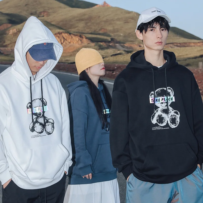  Производство Oem новый стиль 100% хлопок Повседневный пуловер с карманами и принтом мужская Толстовка