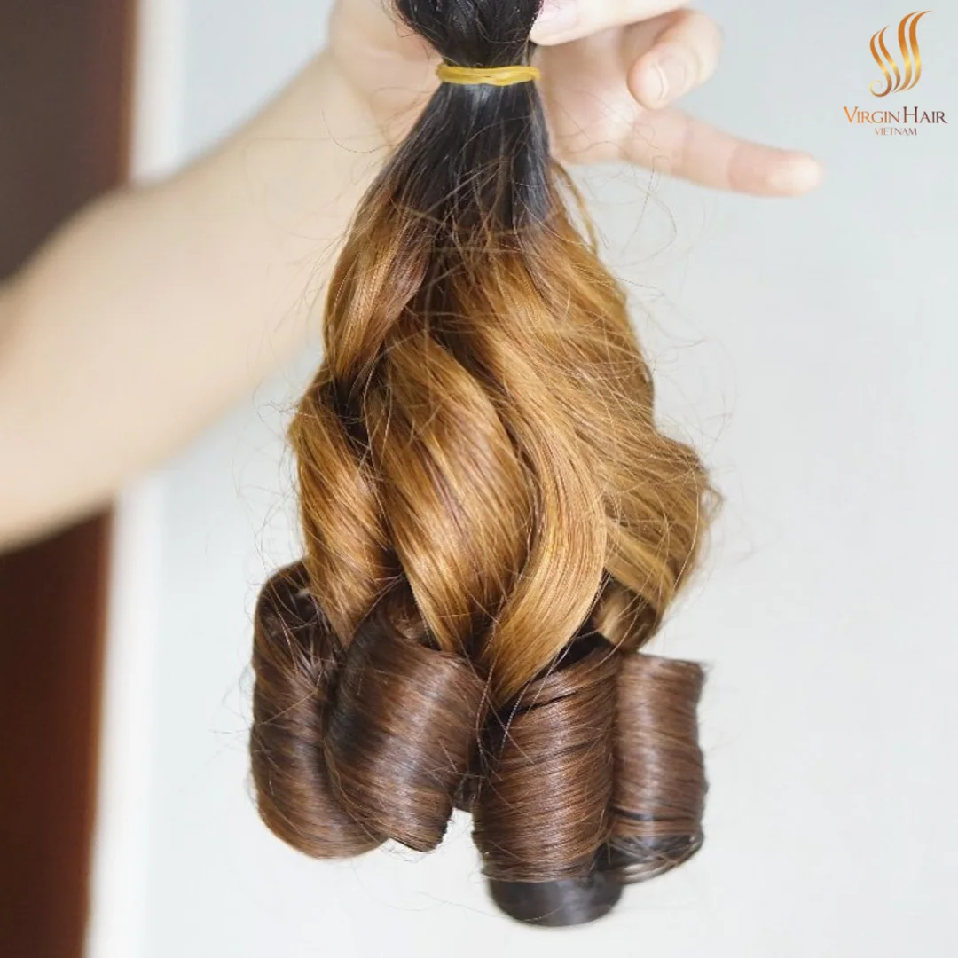 Wholesale Bouncy Hair Bundles And Closure Piano Ombre Color 100% Human Hair Vietnamese Raw Hair HD Lace Closure HD Lace Frontal