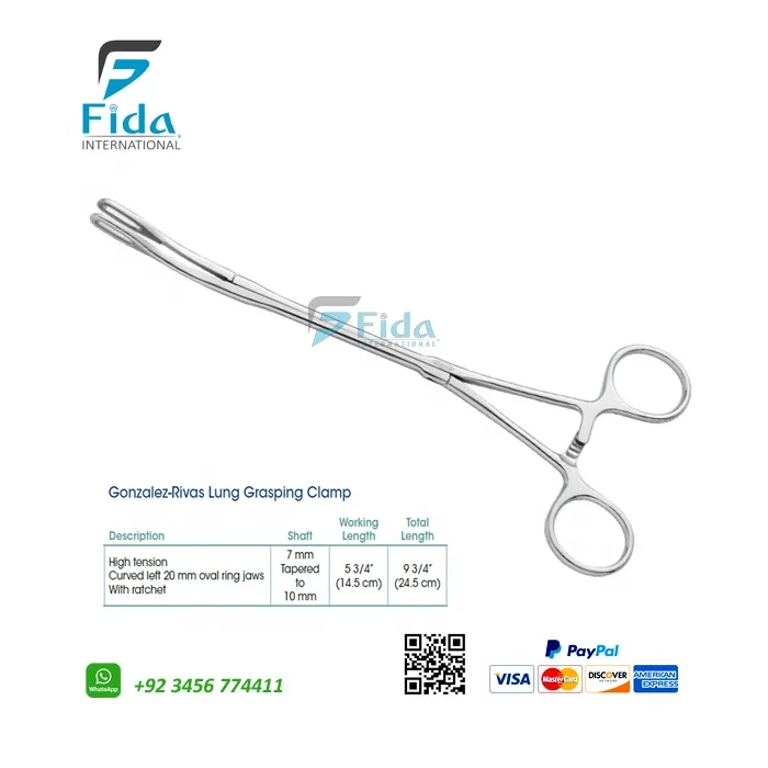 Thoracoscopy VATS Instruments Gonzalez Rivas Lung Grasping Clamp Fine Quality Surgical reusable forceps thoracoscopic surgery