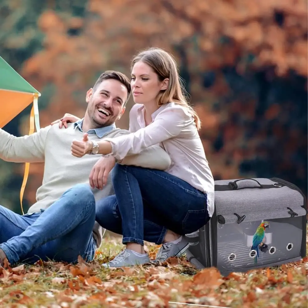 Bird Carrier Bag Bird Travel Cage Backpack for Parrot, Portable Pet Transparent Breathable Travel Cage