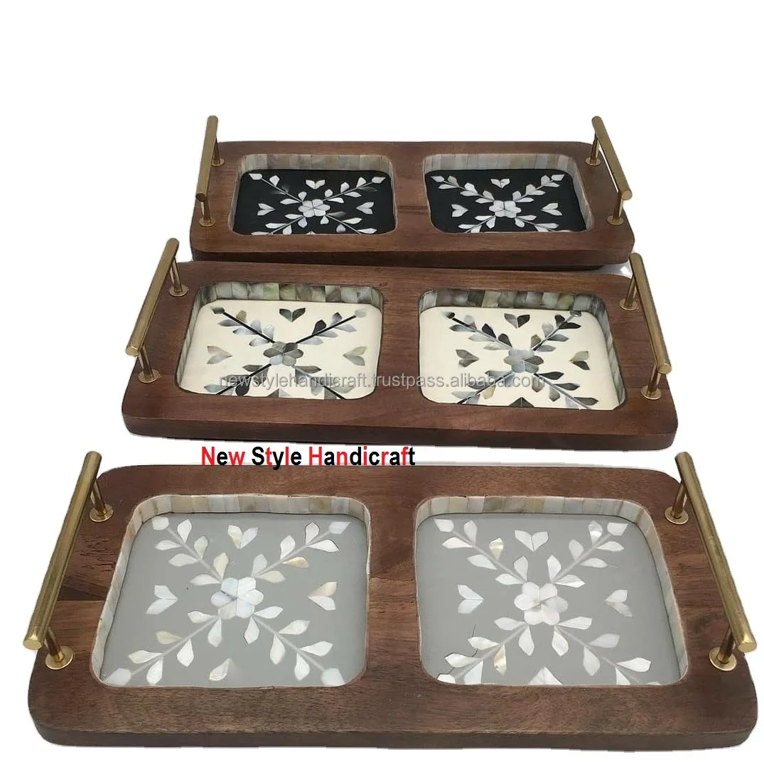  Новый стиль сервировочный поднос ручной работы оптовая продажа Самые продаваемые товары металлическая ручка Декор для дома декоративный