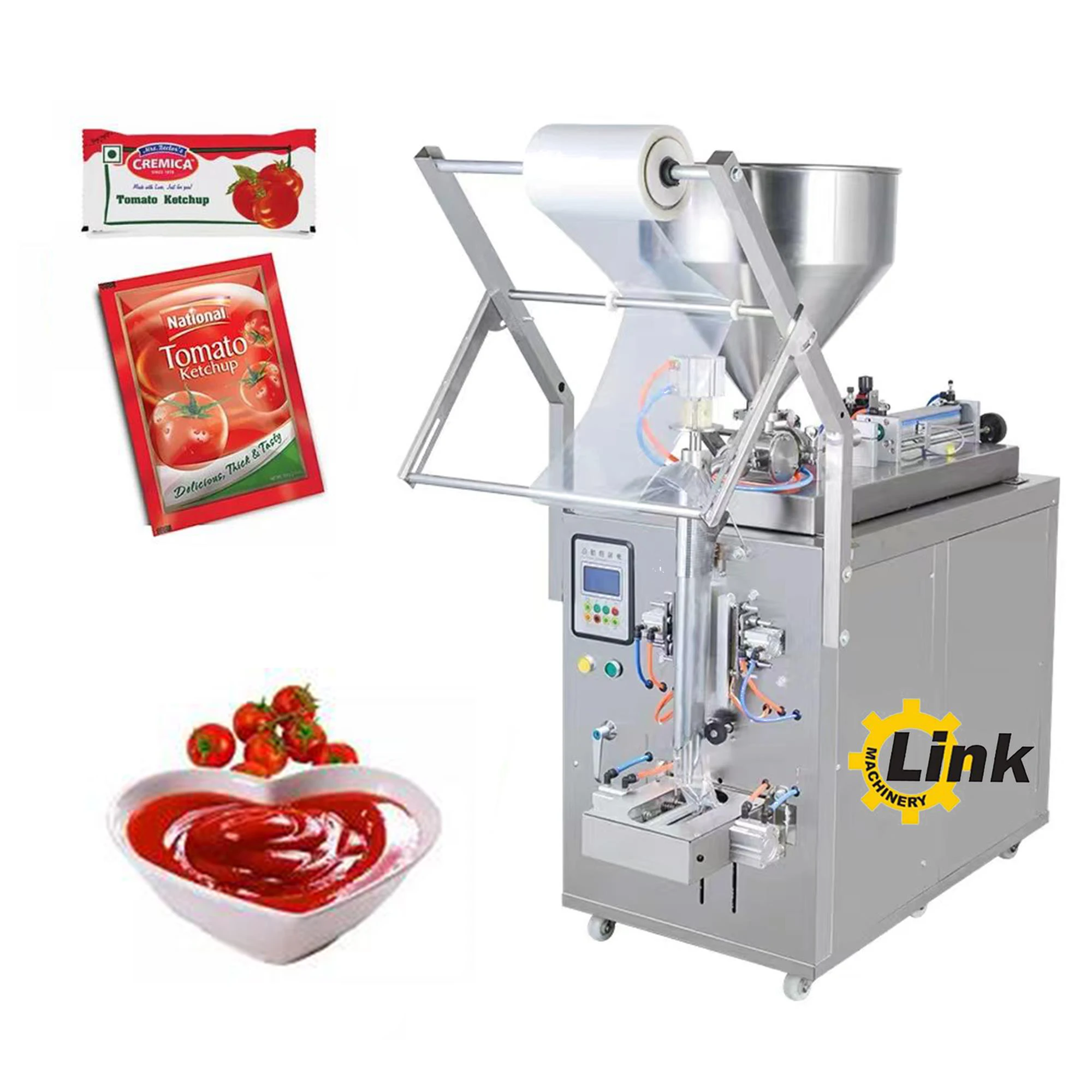 Fully Automatic Multifunctional Small Vertical Honey Tomato Sauce Salad Dressing Packaging Machine