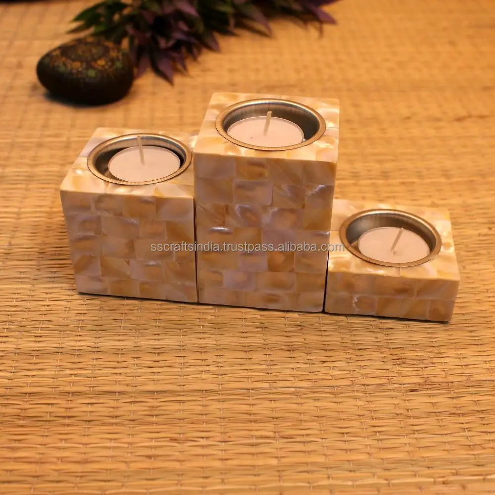 High Quality Handmade Mother of Pearl Candle Holder Indian Manufacturer Tea Light Decoration for Export