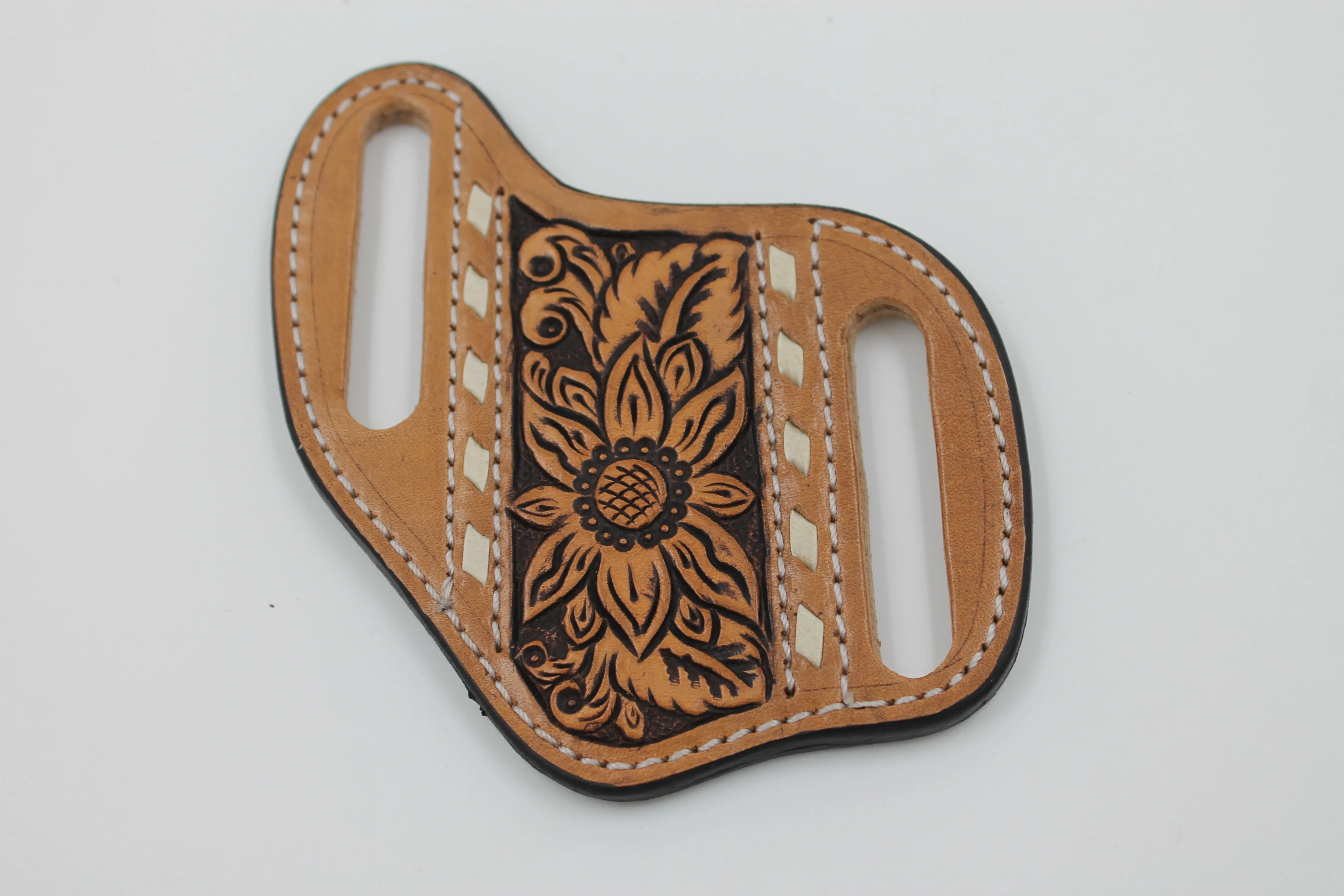 Hand Tooled Leather Floral Knife Case Angled Knife sheath Leather Custom outdoor camping knife accessories leather sheath