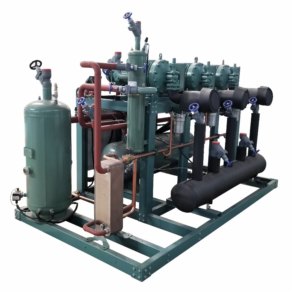 200KW Cooling Unit Screw Condensing Unit for cold project HSN8561 Semi Hermetic Screw Compressor Condensing unit for cold room