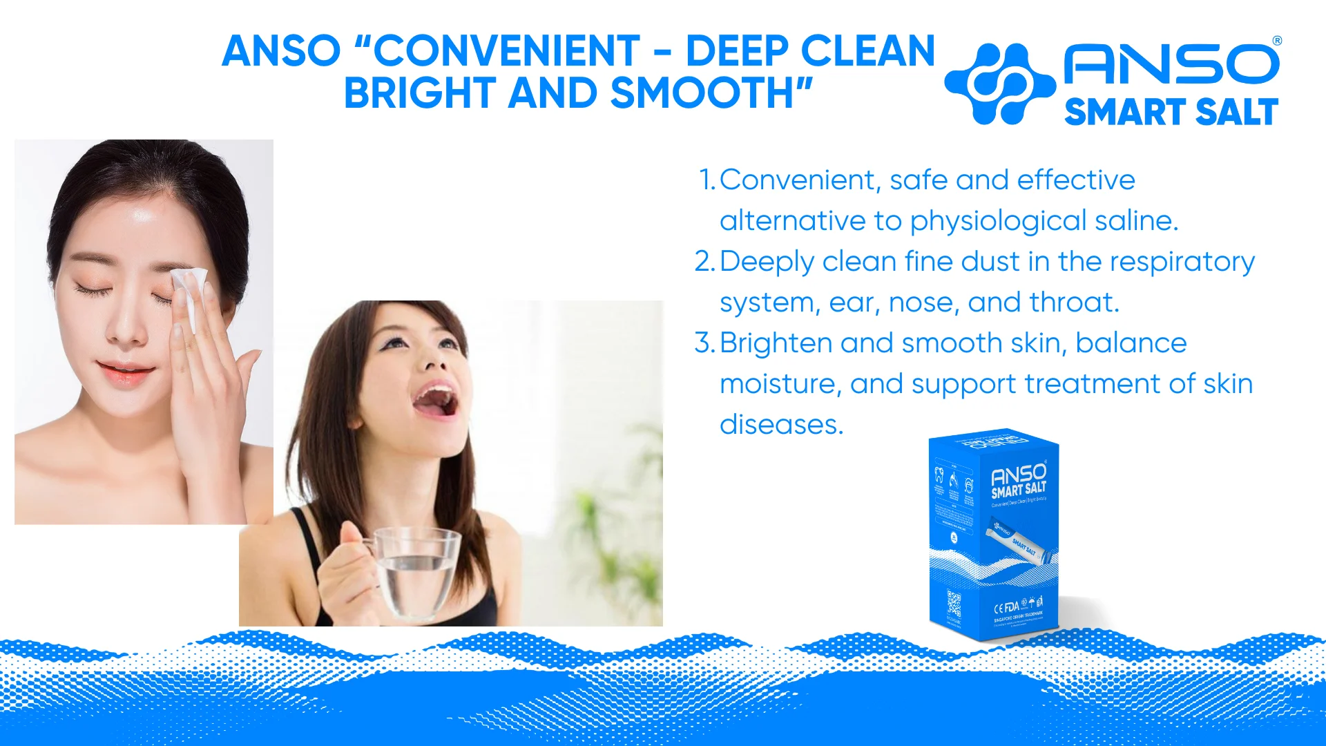 New Product Wholesale, Standard Version ANSO Salt - 100 Natural Mouthwash Saline Packets - Medical Salt Manufacturer