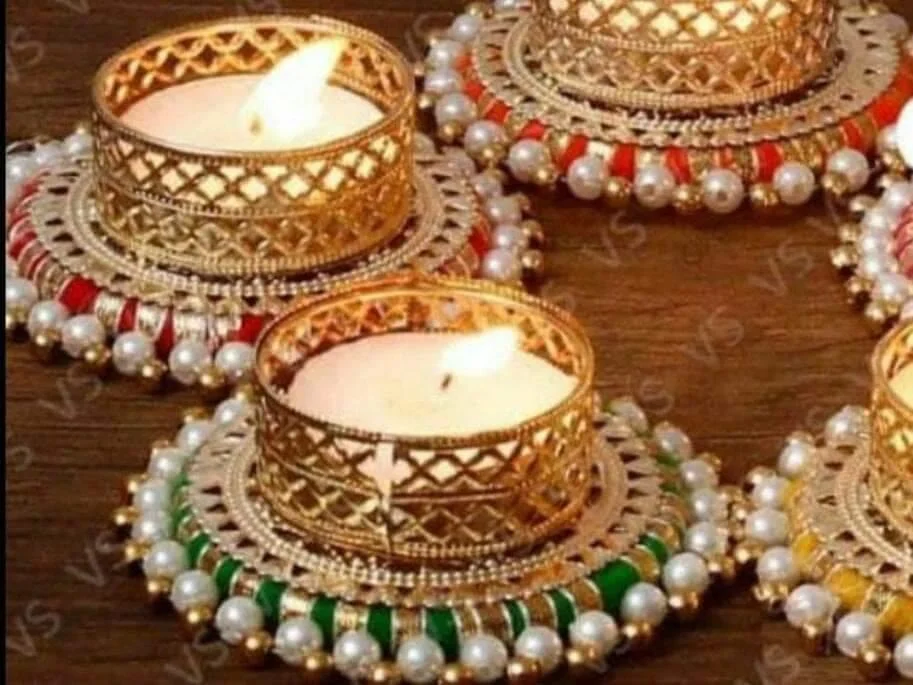 Красивый металлический подсвечник ручной работы круглой формы с искусственным цветком чайным свечом для украшения