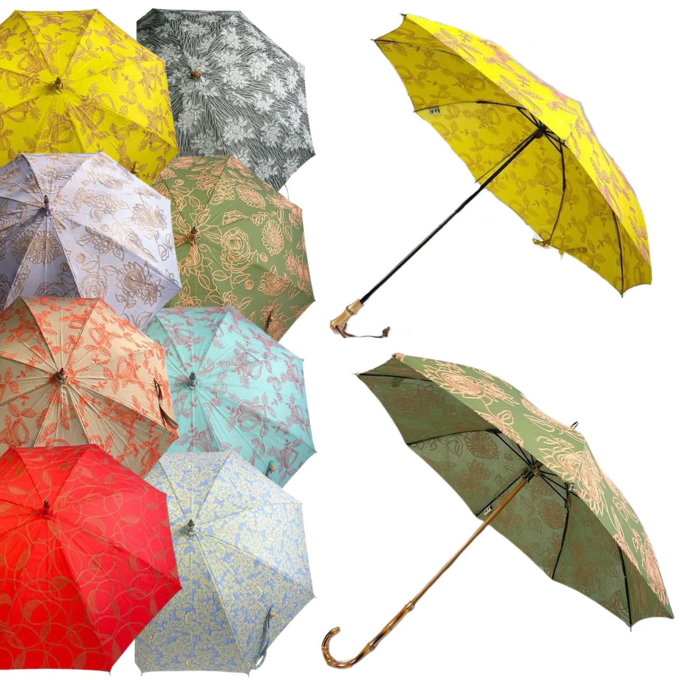 Japanese Print Sun Umbrella Japanese tradition modern pattern J-shaped wooden handle Water repellent treated