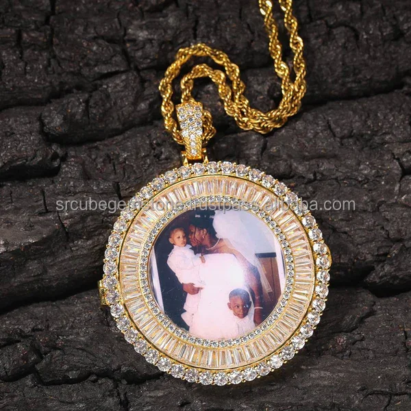 New Design Cuban Link Custom Photo Memory Medallions Solid Pendant Necklace Personalized Iced Out  Hip Hop Jewelry