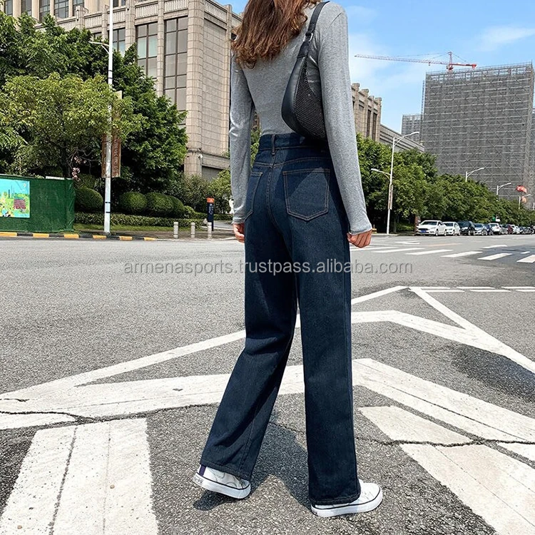 Quick Dry Cheap Price Solid Color Custom made hot sale women denim pant women Tapered Pantalones Pants