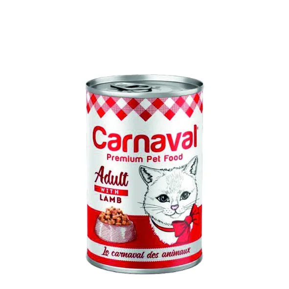 Canned Carnaval Cat Food with Lamb Chunks in Gravy for Pet Adult Cat 400 gr 7,5% Protein 4% Fat (12 PCS)