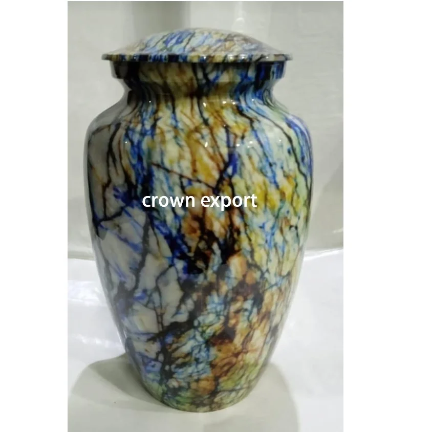 multicolor onyx look in  aluminium metal cremation in all size with multiple printed option for  funeral urns designs