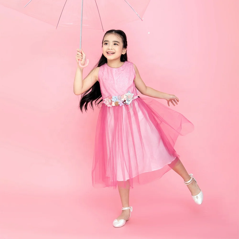  Розовое платье кроя принцесса платья для конкурсов красоты маленьких От 1 до 12 лет Детская одежда девочек ручная работа с розовыми шариками Королевский стиль малышей