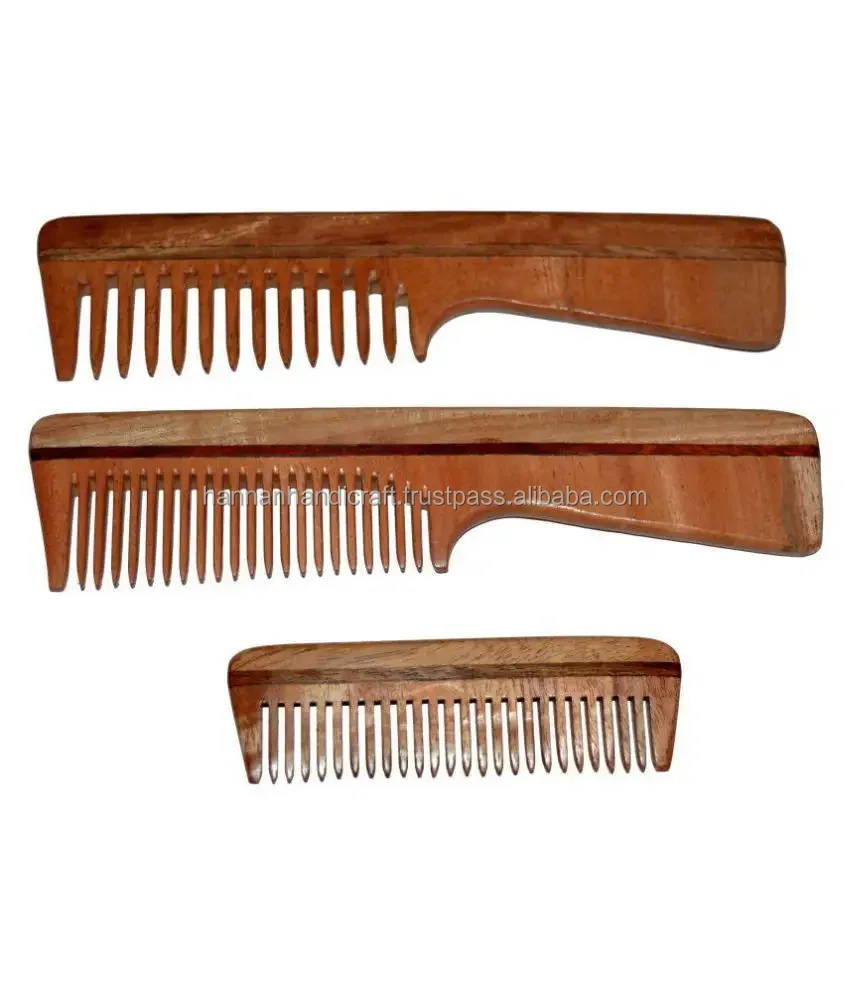 Antique Style Wooden Comb for Making Hairstyle Handmade Neem Wood Eco Friendly Solid Wood Comb for Remoivg Detangles