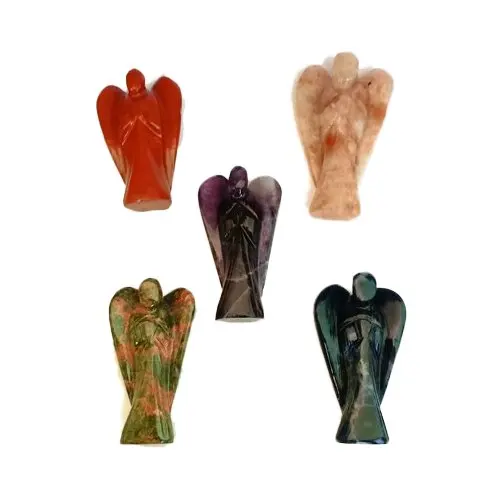 Wholesale High Polished Seven Chakra Angel Crystal Chakra Natural Agate Healing Angel Figurine Quartz Jade Type