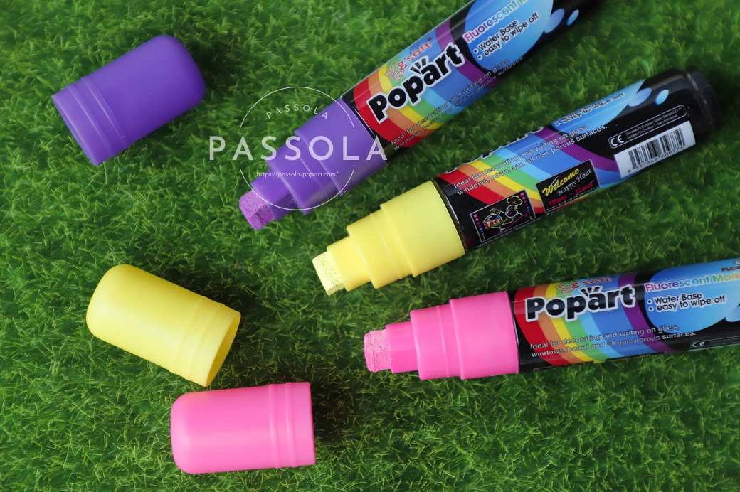 Fluorescent color 15 mm Flat Nib Water based Erasable Liquid Chalk Marker 50 colors